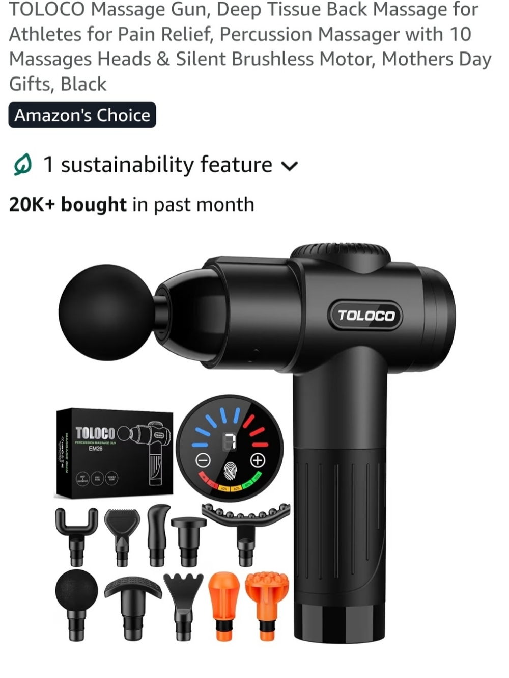 TOLOCO Black Percussion Massage Gun - Compact Relief